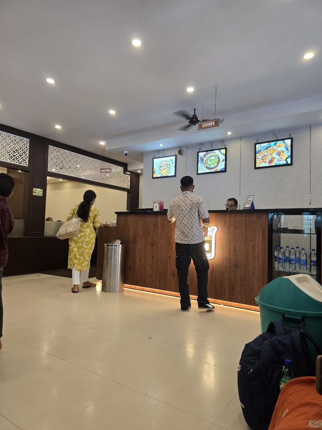 Sagar Restaurant interior — cashier counter and dining hall